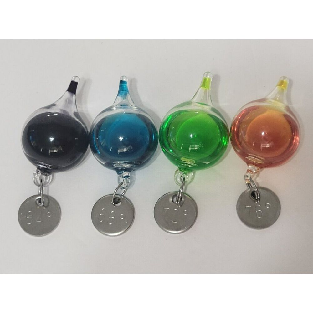 Galileo Thermometer Replacement Glass Ball Bubble Vial Colorful Set of 4